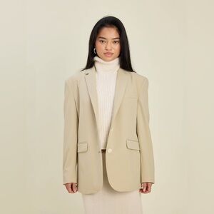 Djerf Avenue Forever Blazer Greige  Classic Beige Women's Blazer Jacket